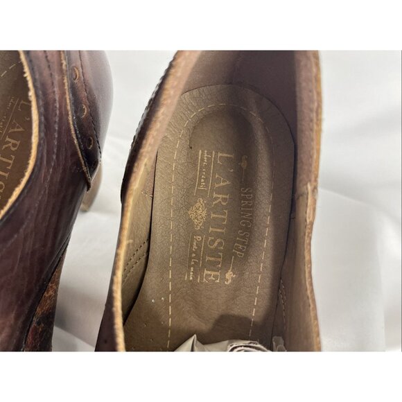 Spring Step L'Artiste Brown Marivel Leather Block Heel Shoes Womens EU Size 40 - Picture 3 of 11
